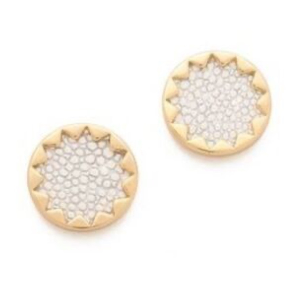 House of Harlow 1960 sunburst stud earrings gold and cream